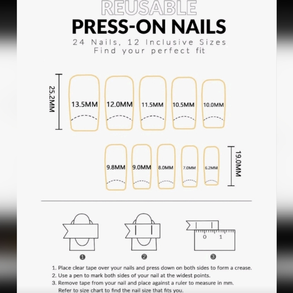 Black and Pink Floral Press-on Nails - Picture 5 of 6